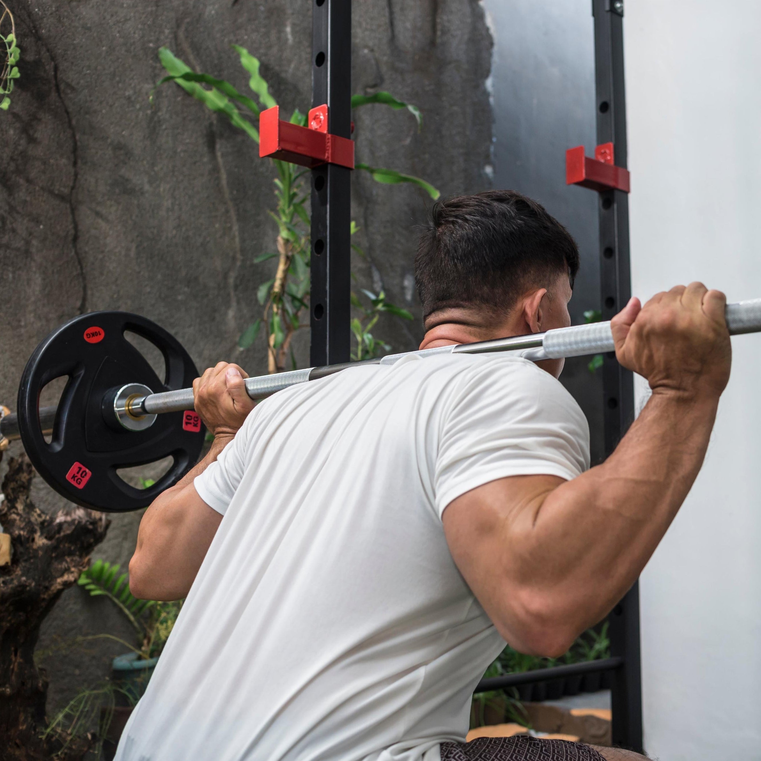 150kg Bumper Plates + Power Multi Cage + Adjustable Weight Bench + Olympic Barbell 6ft or 7ft